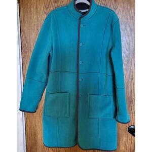 Susan Graver revisable long coat seagreen/GRAY NWT 2 front long pockets Fleece